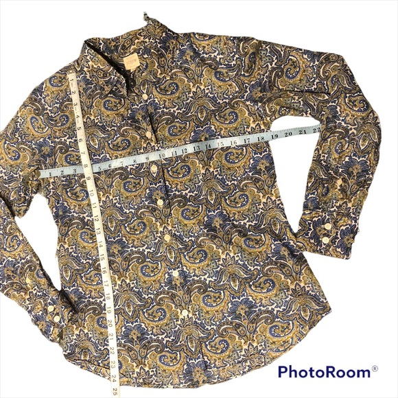 HP🎉J CREW Factory The Perfect Shirt in Blue, Green, Gold & White Paisley Print - Picture 10 of 10